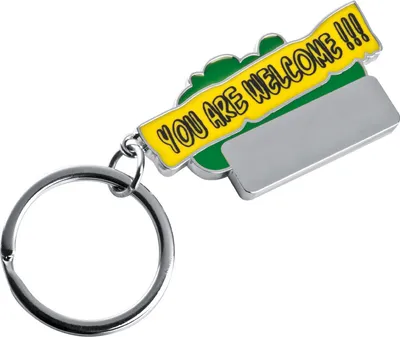 Produktbild von Metall Schlüsselanhänger "You are welcome!!!" / Farbe: grün