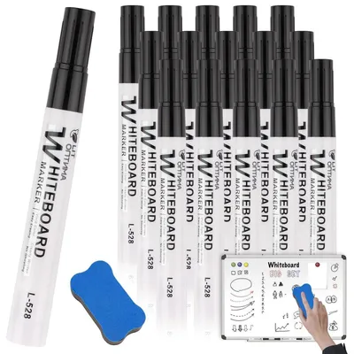 Obrázek produktu pro Fixy na tabuli, stíratelné, 15 kusů, černá barva, 3 mm špička, vhodné do školy i do kanceláře