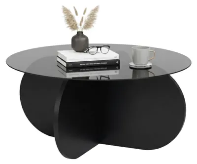Immagine prodotto di Cugnoli - Tavolino da Salotto, 75x75x35h cm Nero, Forma Rotondo