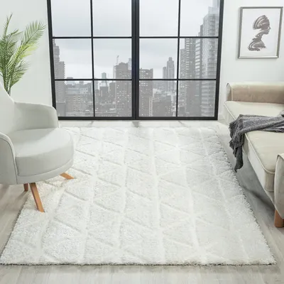 Image de Tapis à poils longs et longs Modern Salon Chambre à coucher Ultra doux Motif