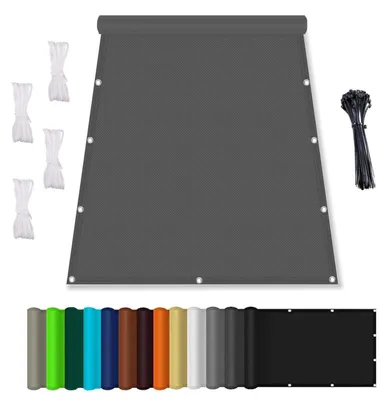 Image de Bâche d'ombrage imperméable, gris foncé, 1,2 x 1,6 mètres, avec œillets et corde