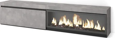 Immagine prodotto di COZY Mobile TV Soggiorno, 208x35x45cm, Per TV fino a 80, Camino elettrico XXL, Cemento