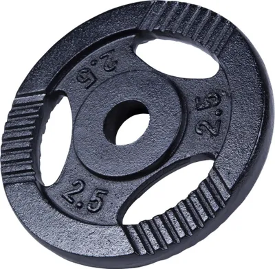 Produktbild von GORILLA SPORTS® Hantelscheiben - 2,5kg Gewichte, Tri-grip, 30mm, Gusseisen, Schwarz - Gewichtsscheiben, Hanteln Set