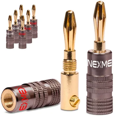 Produktbild von Bananenstecker 4mm vergoldet 8x Stecker NEXMEX Steckverbinder Lautsprecherkabel