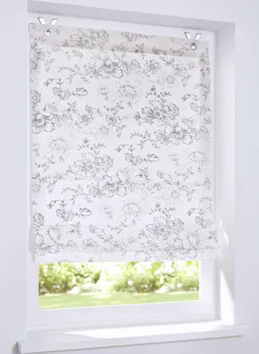 Produktbild von KUTTI Ösenrollo Joy mit floralem Muster, Blickdicht, mit Haken ohne Bohren, in der Größe 45 x 130 cm
