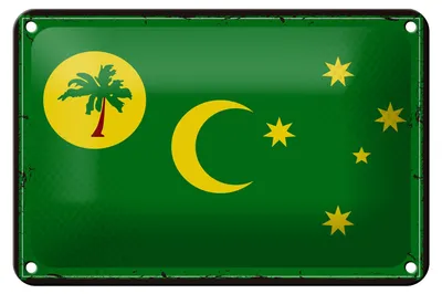 Produktbild von Blechschild Flagge Kokosinseln 18x12cm Retro Cocos Islands