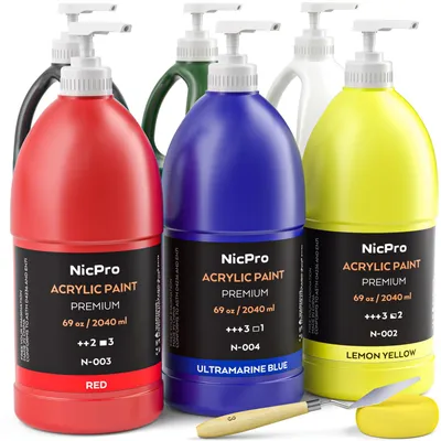 Acrylfarbset, 6 Farben, 2040 ml, ungiftig, für Leinwand, Holz, Stoff