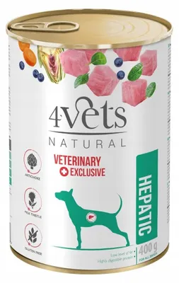 Image de 4VETS Natural Hepatic Dog - nourriture humide pour chiens - 400 g