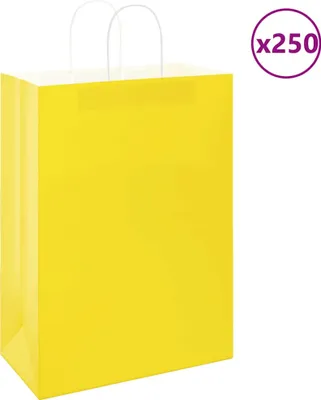 Zdjęcie produktu dla Torby papierowe 250 szt. z uchwytami żółte 32x17x44 cm