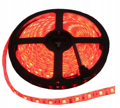 Image de Ruban LED 3528, 300 LED par mètre, 4,8 W/m, 24 W, 5 mètres, couleur rouge, indice de protection IP65