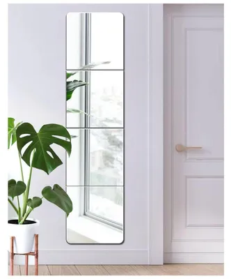 Image de Miroir mural en verre HD, adhésif, dimensions 30,5 x 30,5 cm, lot de 4