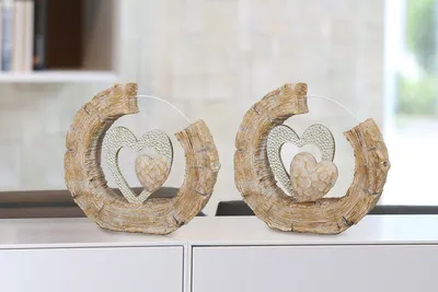 Zdjęcie produktu dla GILDE Dekoobjekt, rund, "Herz", Herzmotiv, Kunstharz, naturfarben, , 2 Stück wie abgebildet, L. 4 cm, B. 19 cm, H. 17,5 cm 37446