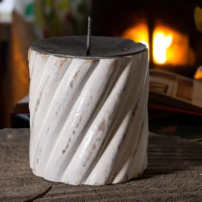 Produktbild von Kerzenständer, Rund, Holz,  weiß, Klein