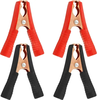 Produktbild von 4 Stück isolierte 100-A-Krokodilklemmen, elektrische Hochleistungs-Krokodilklemmen, Batterieersatzkabel, Metall, federbelastete Überbrückungsklemmen für Auto, Auto, Fahrzeug, Boot (rot und schwarz)