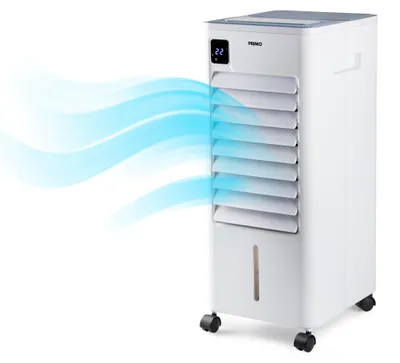 Image de PRIMO PR582AC Refroidisseur d'air mobile 3-en-1 – Refroidisseur d'air, ventilateur et humidificateur – Circulation d'air refroidie par eau – 7 L – Blanc
