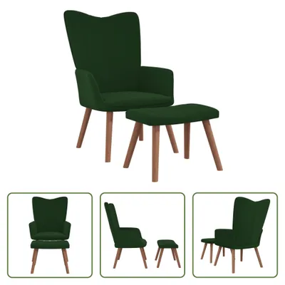 Produktbild von The Living Store Relaxsessel mit Hocker Dunkelgrün Samt