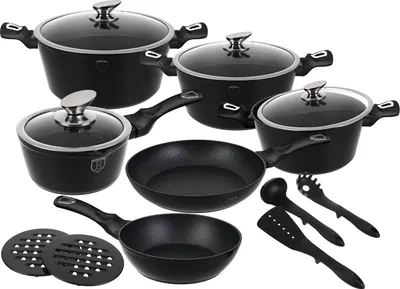 Produktbild von 15-Tlg Töpfset Granit Kochtopfset Berlinger Haus Thermoguard Bh-1474-N