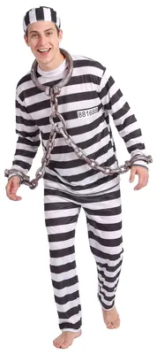 Produktbild von Sträfling Gefangener Kostüm schwarz-weiss - L