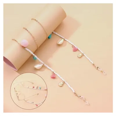 Produktbild von 3 Stück Brillenbänder, Brillenkette Damen, Brillenkette im maritimen Stil, rutschfeste Brillenbänder mit drei Paar Schnallen, stilvolle Muschel-Designs, Brillenketten für alle Brillen