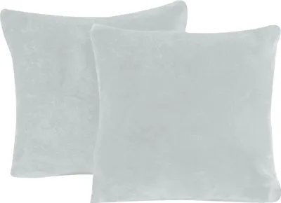 Produktbild von 2er Set Teddy Plüsch Kissenbezug Kissenhülle Kopfkissenbezug Uni kuschelig warm, Größe:50x50 cm, Farbe:grau