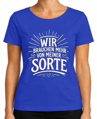 Imagen del producto de Necesitamos más camisetas para mujer con el mensaje "Soy divertida, sarcástica", color azul, talla L