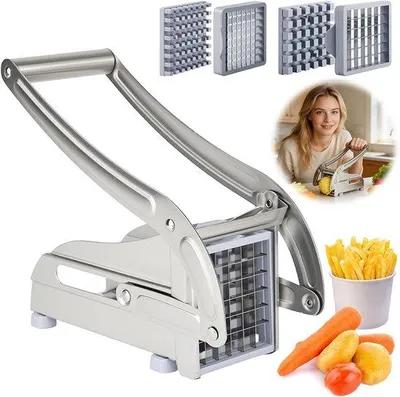 Produktbild von Kartoffelschneider mit 2 Messergrößen - Edelstahl - mit Antirutsch-Saugtechnik - ideal für hausgemachte Pommes Frites - m-shop