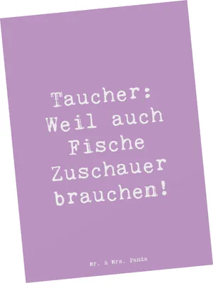 Produktbild von Mr. & Mrs. Panda Grußkarte Spruch Tauchen Zuschauer - Lavendeltraum - Geschenk, Wassersport, Unterwasserwelt, Taucherausrüstung, Ansichtskarte, Sportart, Postkarte, Sport