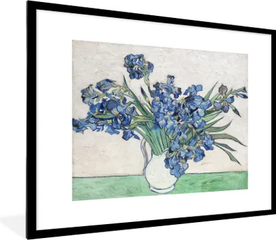 Produktbild von MuchoWow® MuchoWow® Gerahmtes Poster Vase mit Schwertlilien - Vincent van Gogh 80x60 cm - Poster mit zchwarzem Bilderrahmen - Schlafzimmer-Dekorationen - Fotoposter