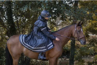 Produktbild von EQUITHÈME RiderCoat Regenmantel, Reitermantel, Wanderreitmantel in zwei Farben, Farbe:Schwarz, Größe:XXL