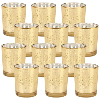Produktbild von 12 Stück Teelichtgläser mit Goldflecken
