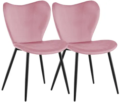 Produktbild von CLP 2er Set Esszimmerstühle Maika gepolstert mit Rückenlehnen belastbar bis 150 kg rosa Material Samt
