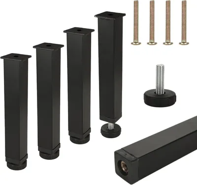 Produktbild von Bettbeine, 20 cm Bettgestellbeine, Metall-Schraubbettbeine, verstellbare Füße für Bettgestell, Bett, Sofa, Kleiderschrank (Schwarz)