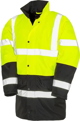 Produktbild von Safe-Guard R452X | Herren Jacke Motorway 2-Tone Safety Coat - Farbe: Fluorescent Yellow/Black - Größe: L