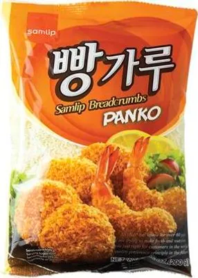 A bag of Samlip Panko breadcrumbs with fried shrimp and lemon slices shown on the front.