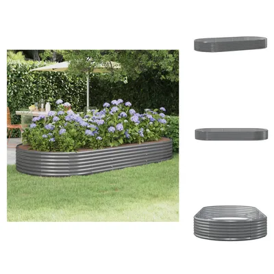 Image de vidaXL Jardinière surélevée en acier thermolaqué 296 x 140 x 36 cm Gris -  Pots de fleurs et jardinières