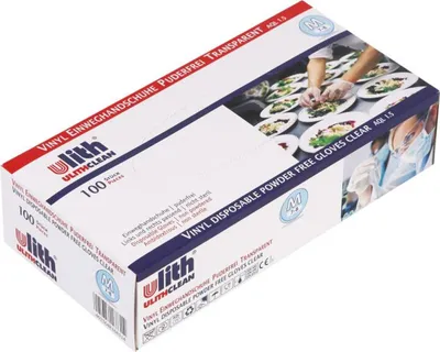 Obrázok produktu pre Univerzálne 100 kusové vinylové jednorázové rukavice, veľkosť S, priehľadné – bez prachu, bez obsahu latexu, pre hygienu a ochranu v domácnosti, kuchyni a v zdravotníckych zariadeniach