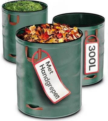 Produktbild von Famanu Gartenabfalltaschen 300L - 4 Stabile Handgriffe - Faltbar - Wiederverwendbar - Robustes Polypropylen