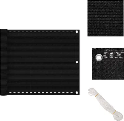Zdjęcie produktu dla vidaXL Parawan balkonowy czarny 75x600 cm HDPE - Parasole i osłony przeciwsłoneczne