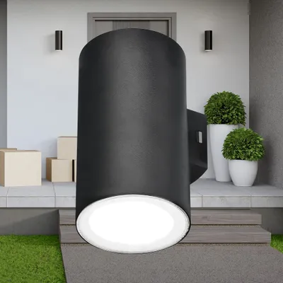 Produktbild von Braytron LED Wandleuchte Außen Zylinder Rund 2X 9W IP65 3in1 Up&Down Außenlampe Wandlicht