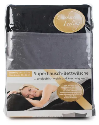 Produktbild von GÖZZE Cashmerefeeling Bettwäsche weiche Mikrofaser-Bettwäsche mit feuchtigkeitsausgleichenden Eigenschaften Schwarz / Anthrazit 135 x 200 cm