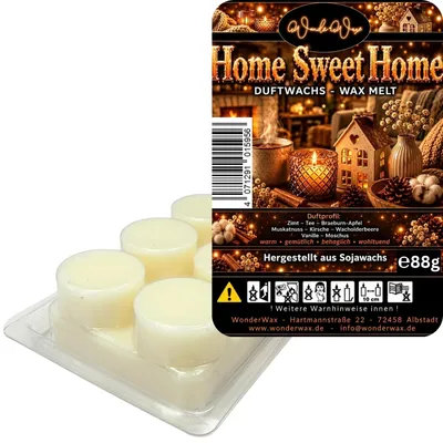 Produktbild von WonderWax Duftwachs Wax Melts für Duftlampe, 6 Kreise Duftmelt Wachsmelt Sojawachs Duftwachs Würfel für Raumdüfte, Wachs Duftöl Winter Indoor Schmelzen für Aromalampe Home Sweet Home