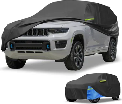 Produktbild von Wasserdichte Autoabdeckung Auto Outdoor Vollabdeckung fš¹r Jeep Grand Cherokee 2002-2023 210D Oxford-Stoff Schwarz Blau mit Tš¹rrei?verschluss Alle Wetter