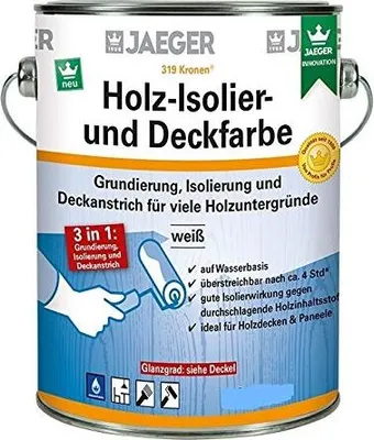 Produktbild von Jaeger Kronen 319 Holz-Isolier- und Deckfarbe 319 2,5 Liter ,Weiß Matt