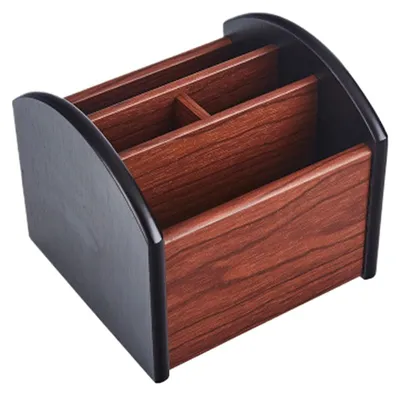 Image de Organisateur de bureau en bois avec plusieurs compartiments
