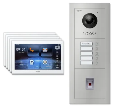 Produktbild von Goliath Premium IP GL-IPH530.1 Video-Türsprechanlage, 5 Familien, 5× 10 Zoll Weiß, Silber, Aufputz