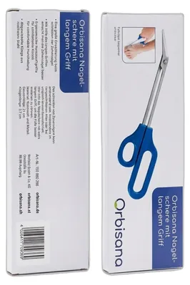 Produktbild von Orbisana Zehennagelschere mit langem Griff – 21 cm Pediküre-Schere aus Edelstahl für einfache Fußpflege bei eingeschränkter Mobilität