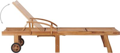 vidaXL Sonnenliegen 2 Stk. mit Auflagen Weinrot Massivholz Teak