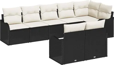 Immagine prodotto di vidaXL Set di divani da giardino 8 pezzi in polirattan nero