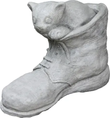 Immagine prodotto di Gatto in una scarpa per il giardino in pietra fusa, resistente al gelo, alle intemperie e al nuovo, 24 cm di altezza, 31 cm di larghezza, 14 cm di profondità, circa 10 kg, SU-2246