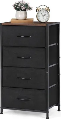 Produktbild von Famanu Dresser mit 4 Schubladen - Schwarz - Robustes Stahlgestell & Holz